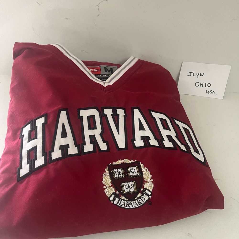 Harvard Logo Red jacket pro player Harvard Varsity lightweight unisex jacket!